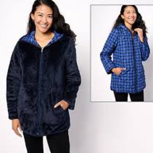 **NWOT**Susan Graver Blue Houndstooth Ski Jacket - Picture 8 of 8